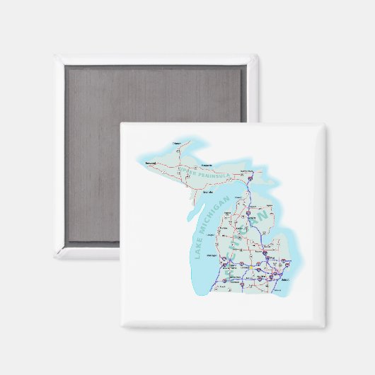 Michigan Interstate Map Magnet (Voorkant / Achterkant)
