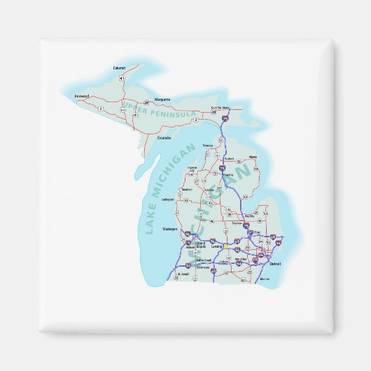 Michigan Interstate Map Magnet (Voorkant)