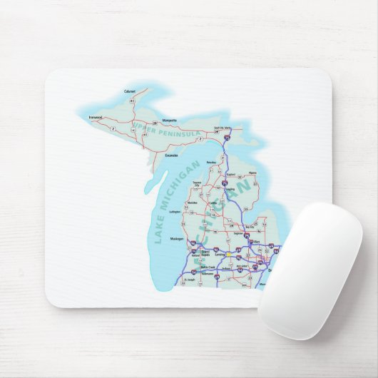 Michigan Interstate Map Mousepad Muismat (Met muis)