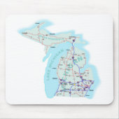 Michigan Interstate Map Mousepad Muismat (Voorkant)
