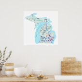 Michigan Interstate Map Print (Keuken)