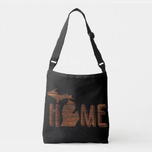 Michigan is thuis Bruine houten planten Souven Crossbody Tas
