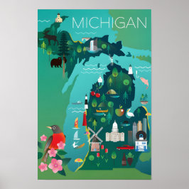 Michigan Kaart Afdruk Poster