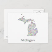 Michigan-kaart Briefkaart (Voorkant / Achterkant)