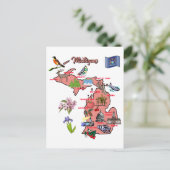 Michigan-kaart met grote steden briefkaart (Staand voorkant)