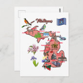 Michigan-kaart met grote steden briefkaart (Voorkant / Achterkant)