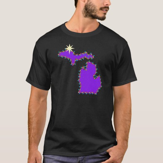 Michigan Kaart met Kerstverlichting unisex T-shirt (Voorkant)