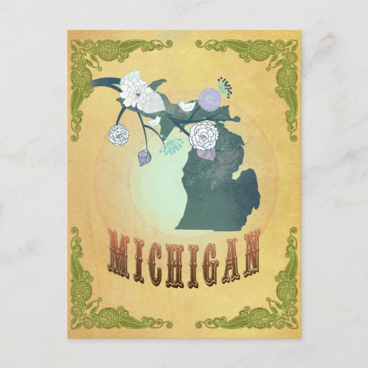 Michigan-kaart met mooie vogels briefkaart (Voorkant)