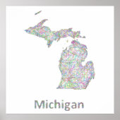 Michigan-kaart Poster (Voorkant)