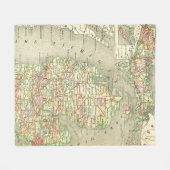 Michigan Kaart Retro Vintage Grote Meren Reizen Fleece Deken (Voorkant (Horizontaal))