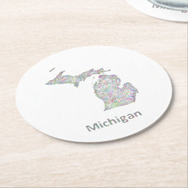 Michigan-kaart Ronde Kartonnen Onderzetter