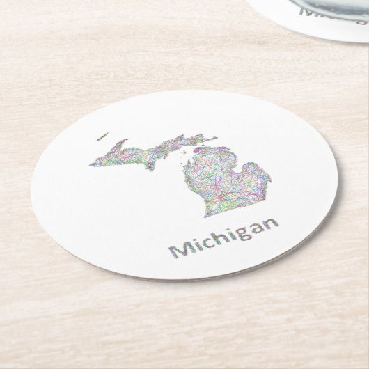 Michigan-kaart Ronde Kartonnen Onderzetter (Gebogen)
