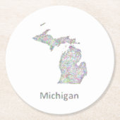 Michigan-kaart Ronde Kartonnen Onderzetter (Voorkant)
