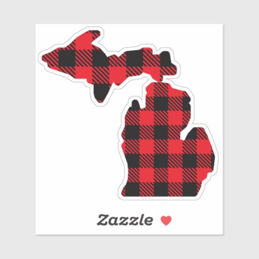 Michigan Kaart - Rood - Zwart geruite sticker (Vel)