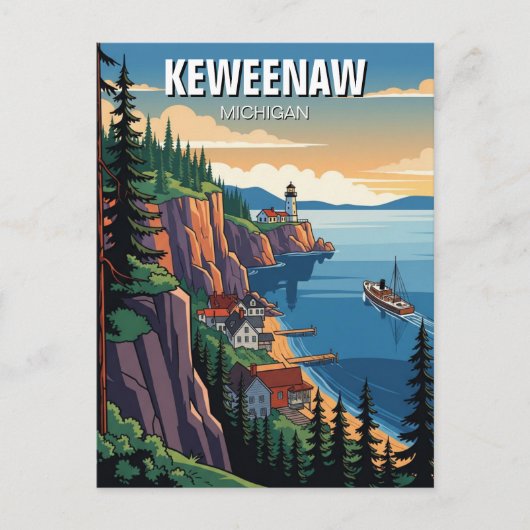 Michigan Keweenaw Peninsula Reizen Briefkaart (Voorkant)