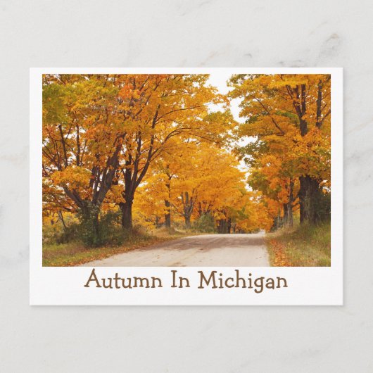 "MICHIGAN LAND ROAD ALLEMAAL LANGZAAM MET HERFST K BRIEFKAART (Voorkant)