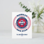 Michigan, Lansing, MI, Patriottisch, Monogram Briefkaart (Staand voorkant)