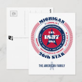 Michigan, Lansing, MI, Patriottisch, Monogram Briefkaart (Voorkant / Achterkant)