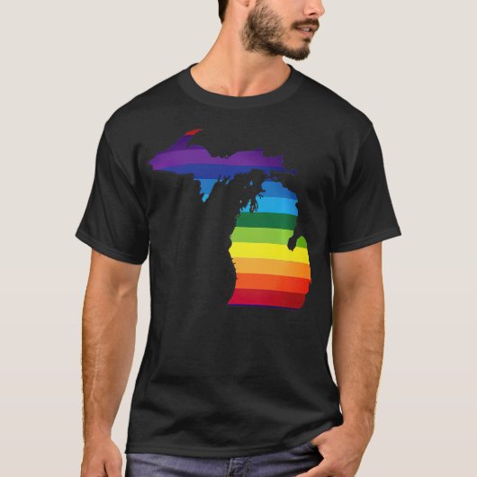 Michigan LGBT Rainbow Flag Gay Pride T-shirt (Voorkant)