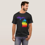 Michigan LGBT Rainbow Flag Gay Pride T-shirt (Voorkant volledig)