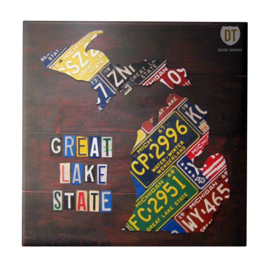 Michigan Licence Bord Map keramische teile Tegeltje (Voorkant)