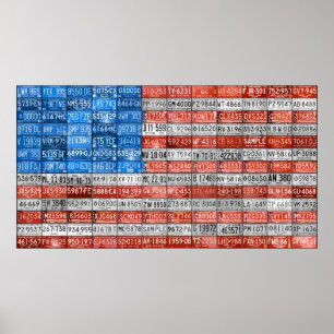 Michigan License Bord Flag Art Poster