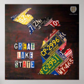 Michigan License Bord Map Afdrukken Poster (Voorkant)