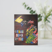 Michigan License Bord Map Art Briefkaart (Staand voorkant)