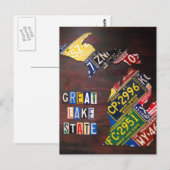 Michigan License Bord Map Art Briefkaart (Voorkant / Achterkant)