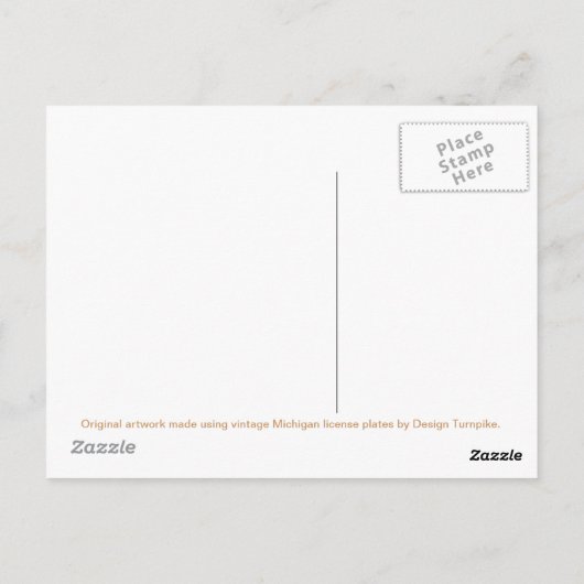 Michigan License Bord Map Art Briefkaart (Achterkant)