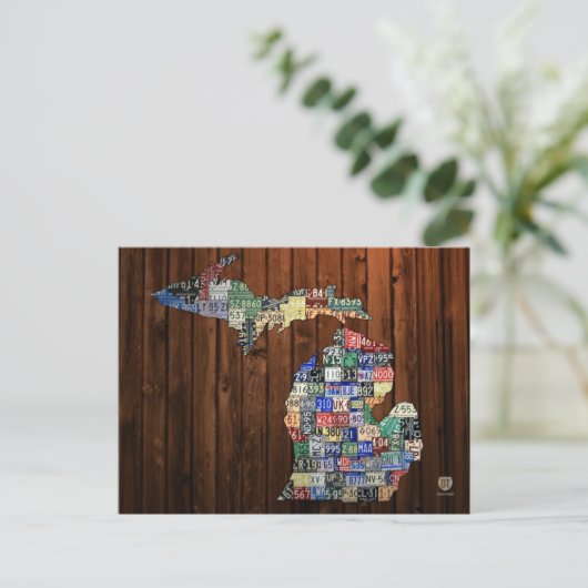 Michigan License Bord Map van graafschappen op hou Briefkaart (Staand voorkant)