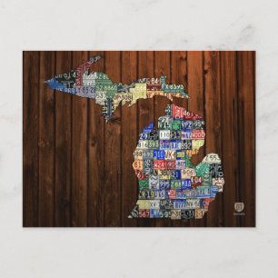 Michigan License Bord Map van graafschappen op hou Briefkaart
