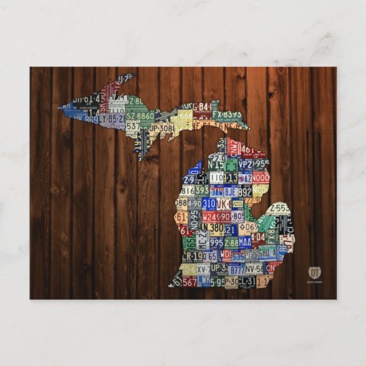 Michigan License Bord Map van graafschappen op hou Briefkaart (Voorkant)