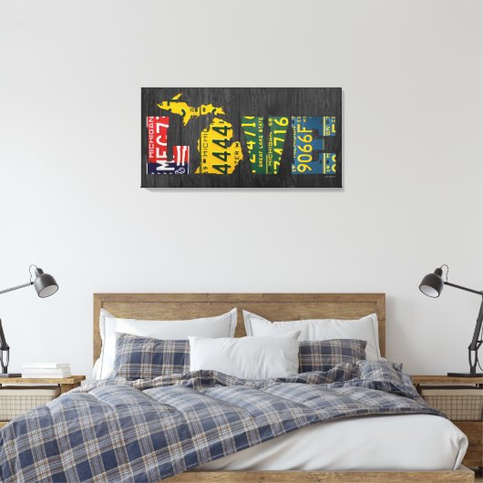 Michigan Liefde  Licentie Bord Word Art Canvas Afdruk (Insitu (Slaapkamer))