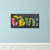 Michigan Liefde  Licentie Bord Word Art Canvas Afdruk (Insitu (Houten vloer))