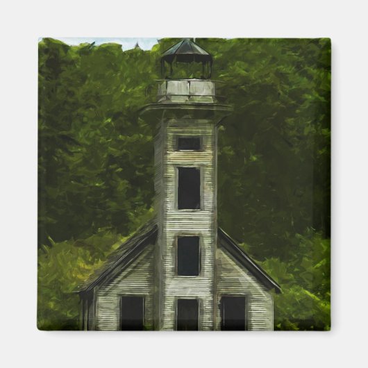 Michigan Lighthouse Abstract Impressionisme Magneet (Voorkant)