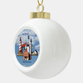 Michigan Lighthouse-ronde- of sneeuwflake-versieri Keramische Bal Ornament (Rechts)