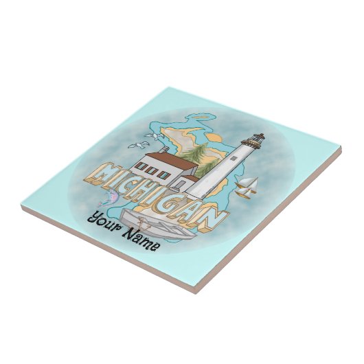 Michigan Lighthouse tegel Tegeltje (Zijkant)