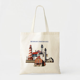 Michigan Lighthouses canvas tas