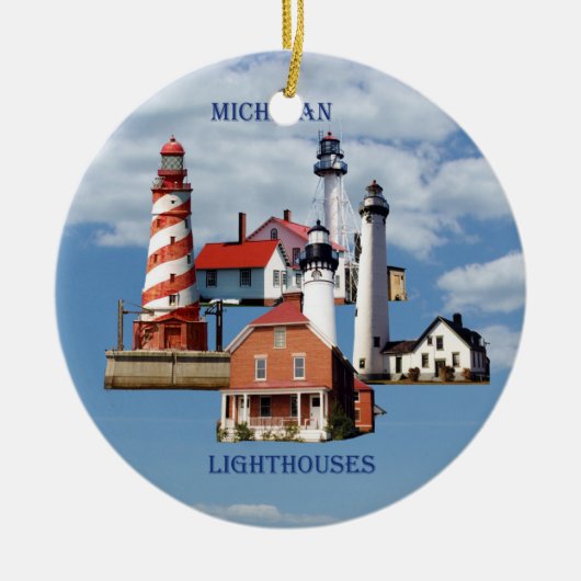 Michigan Lighthouses keramisch siermiddel Keramisch Ornament (Voorkant)