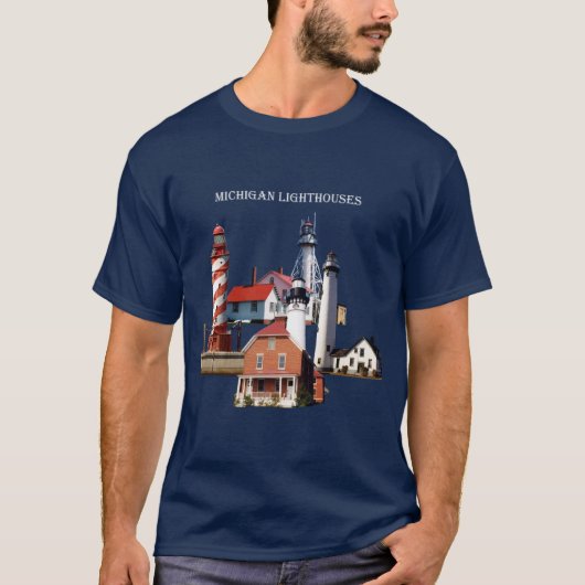 Michigan Lighthouses shirt donker (Voorkant)