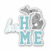 Michigan Love Home Typography Heart Sticker (Voorkant)