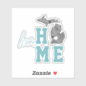 Michigan Love Home Typography Heart Sticker (Vel)