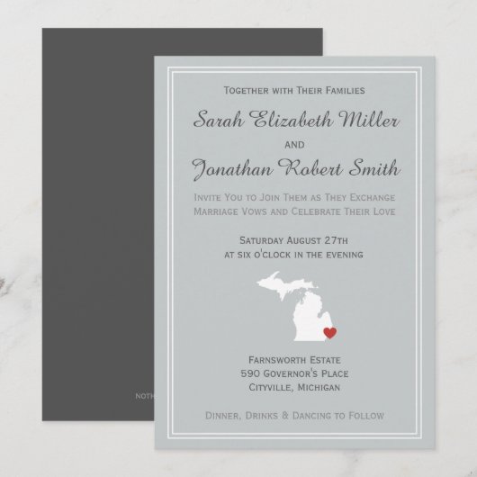 Michigan Love -  huwelijksuitnodiging Kaart (Voorkant / Achterkant)