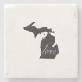Michigan Love State Shaped Black Chalkboard Yooper Stenen Onderzetter (Voorkant)