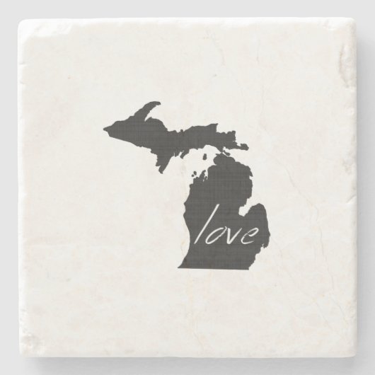 Michigan Love State Shaped Black Chalkboard Yooper Stenen Onderzetter (Voorkant)