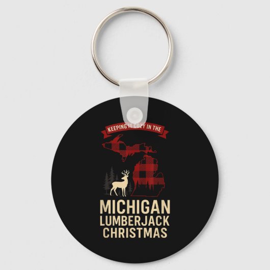 Michigan Lumberjack Xmas Shirt Mi Cozy Plaid Reind Sleutelhanger (Voorkant)