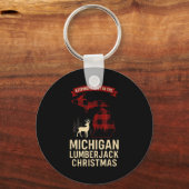 Michigan Lumberjack Xmas Shirt Mi Cozy Plaid Reind Sleutelhanger (Voorkant)