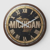 Michigan Luxury Diamond Paved Script Marble Grote Klok (Voorkant)