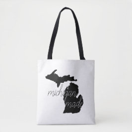 Michigan maakte Typografie met zwart Silhouette Tote Bag